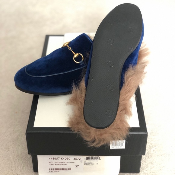 SOLD 100% Authentic Gucci Princetown Velvet Mules - Picture 4 of 8